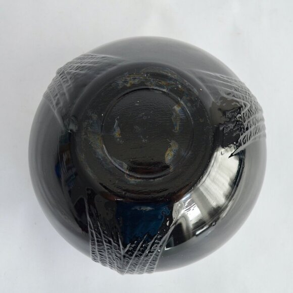 LE Smith Black Glass Bowl Glass Round Vase Art Deco - Picture 5 of 5